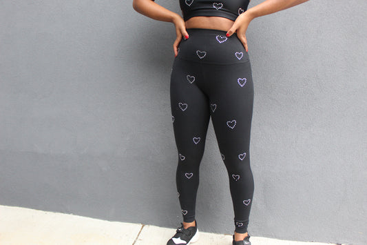 Crystal Heart Legging Black