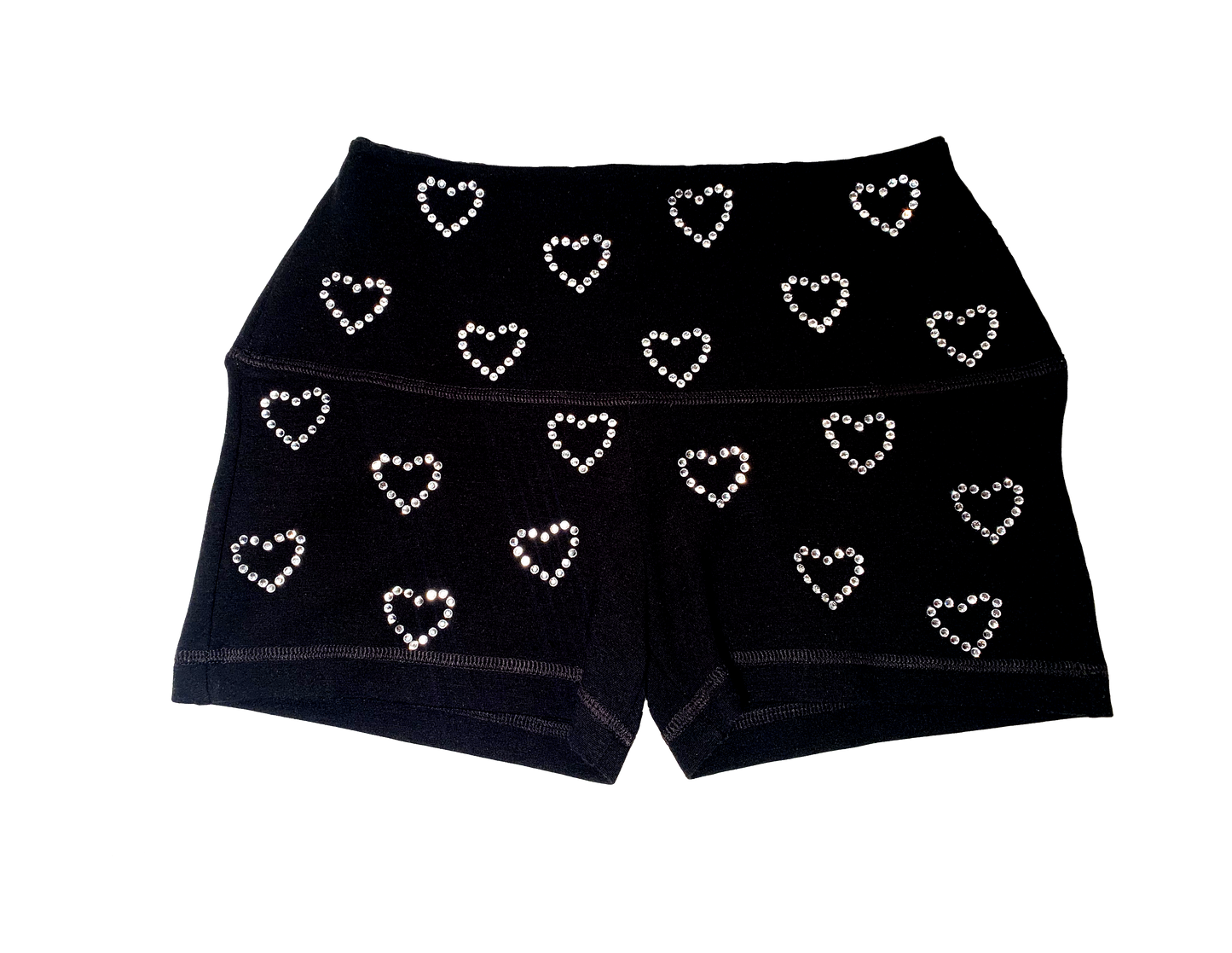 Crystal Heart Shorts Black