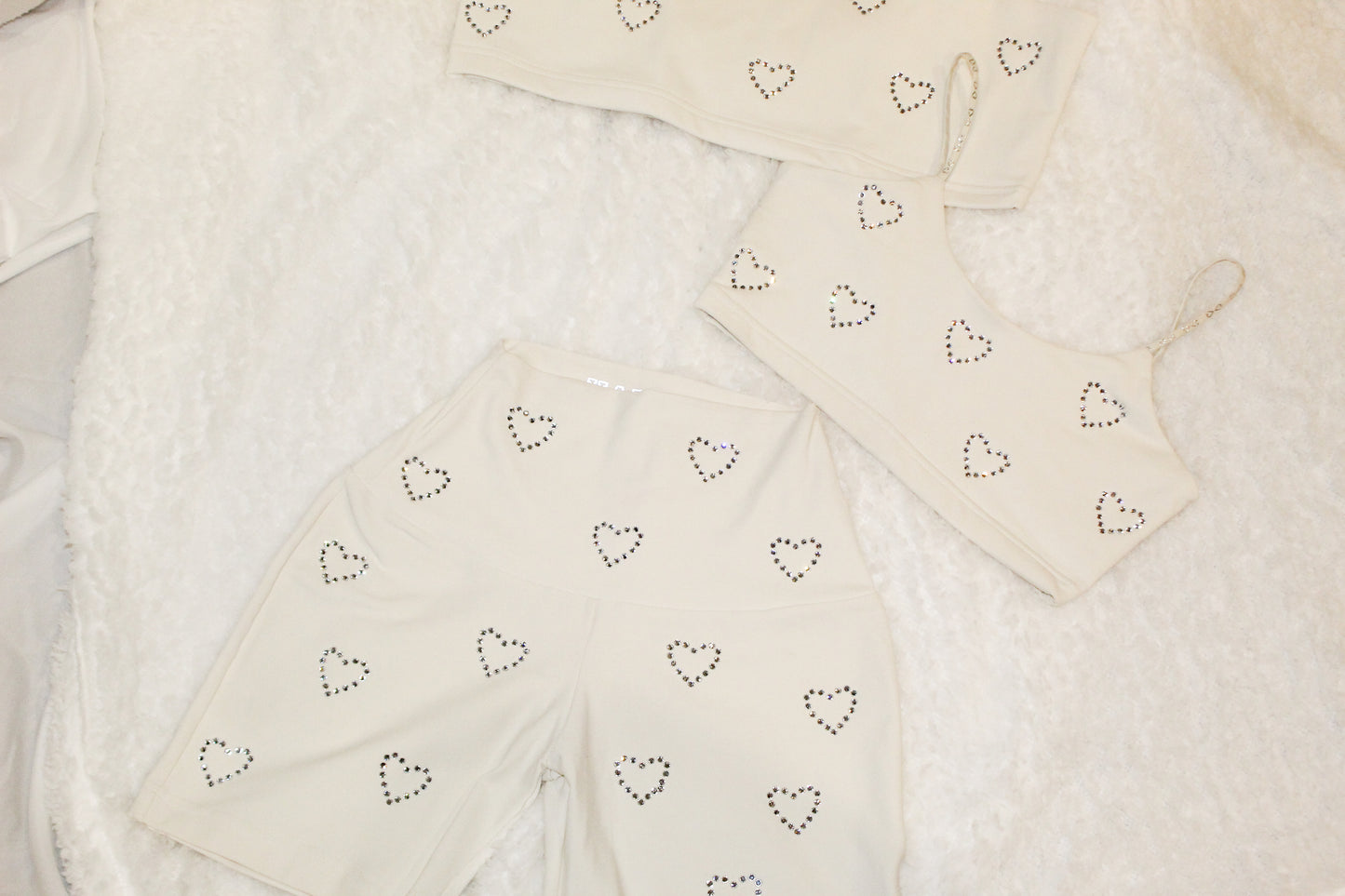 Crystal Heart Shorts Ivory