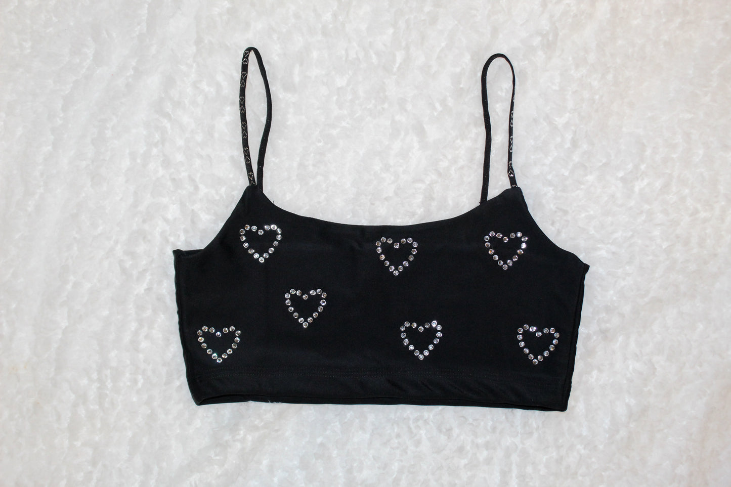 Cystal Heart Bra Black