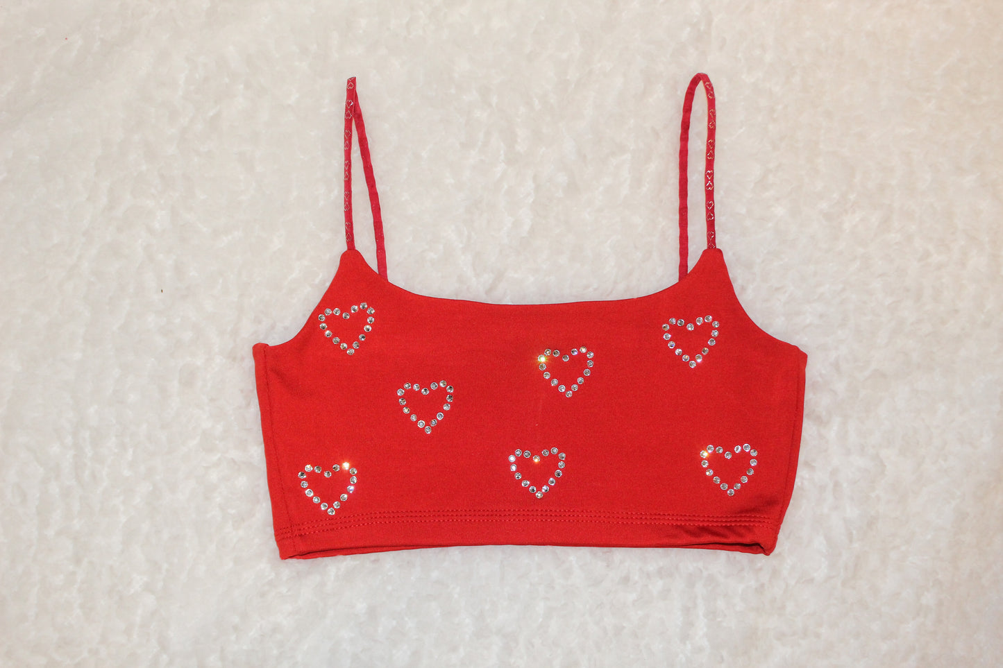 Crystal Heart Bra Red