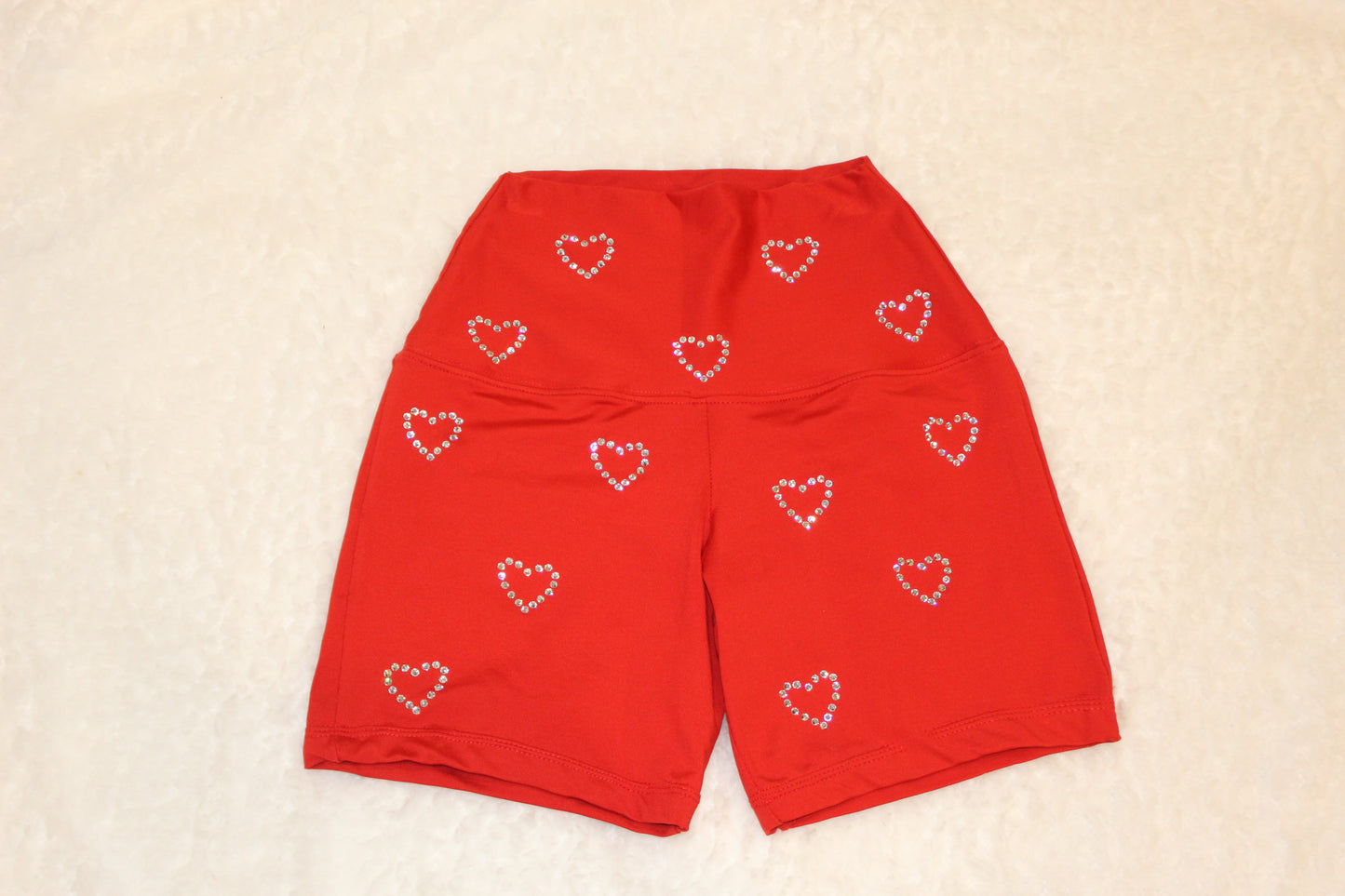 Crystal Heart Shorts Red