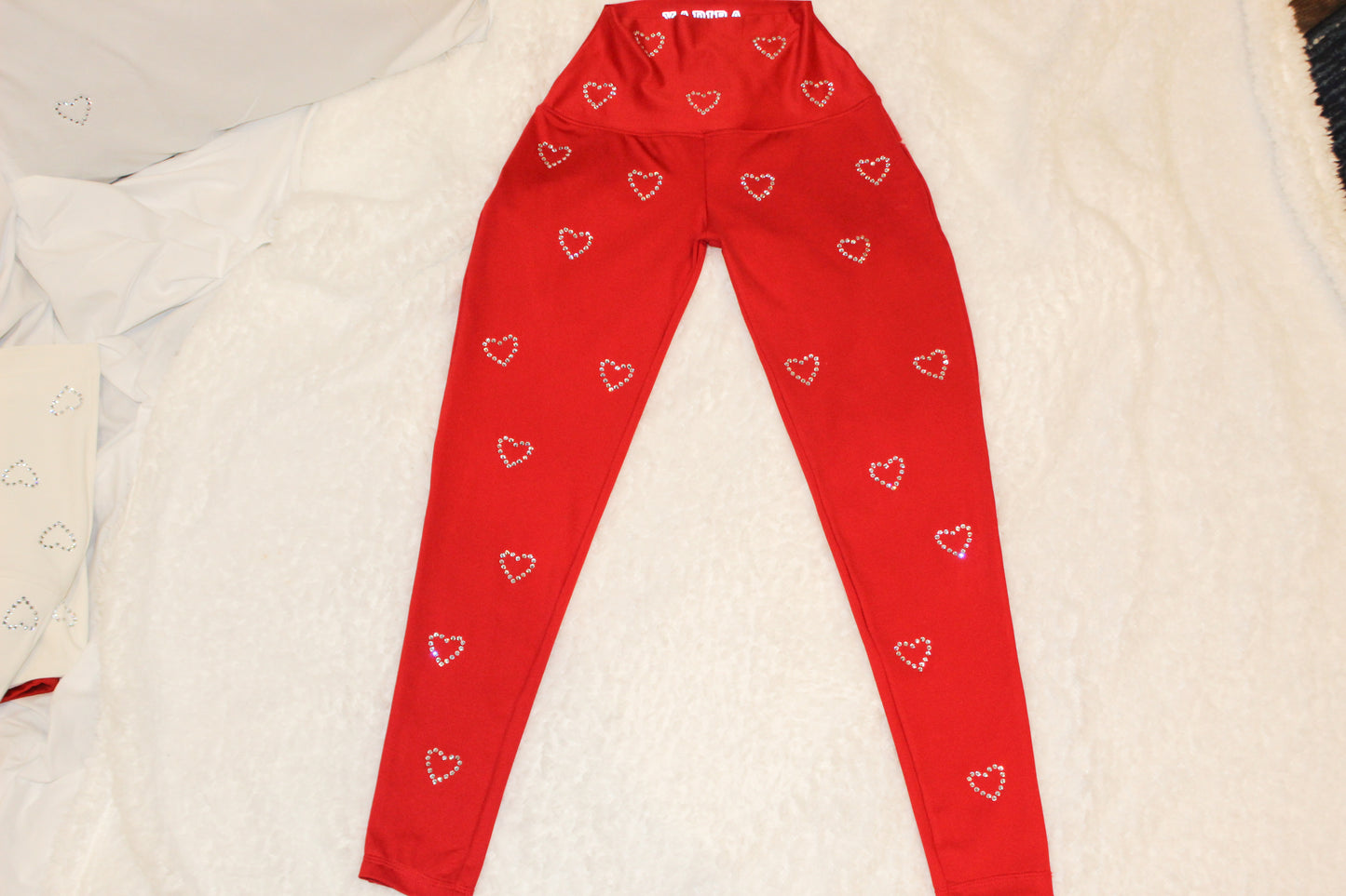 Crystal Heart Legging Red