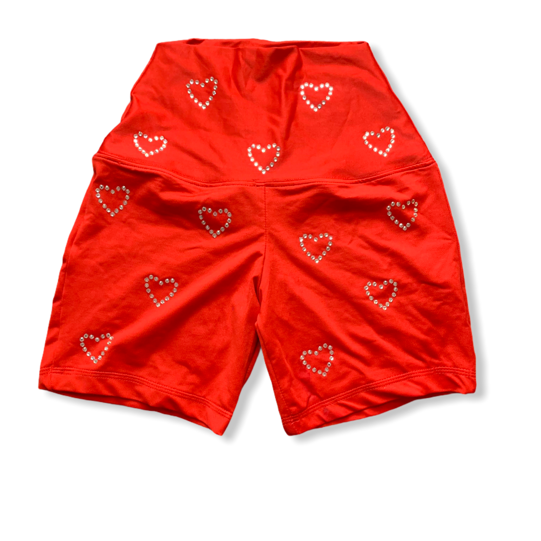 Crystal Heart Shorts Red